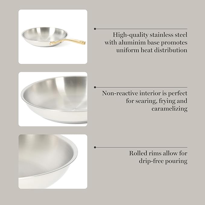 Martha Stewart Castelle 9.5-Inch Stainless Steel Frying Pan