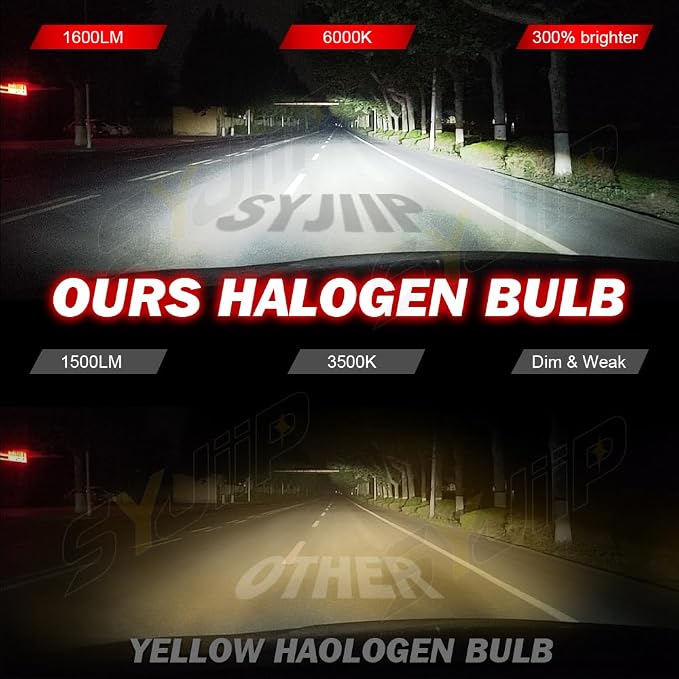 Upgraded Halogen Headlight Bulbs Compatible for Toyota RAV4 2013 2014 2015, 9005 High and Low Beam Headlamp Lights, 6000K White, 300% Brightness, Plug N Play, 4-Pack