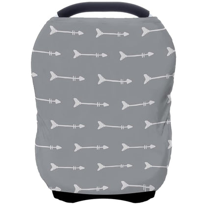 Nursing Carseat Canopy Breastfeeding Cover - Multi-use Stretchy Car Seat Covers for Babies, Baby Shower Gifts (Grey Arrows)