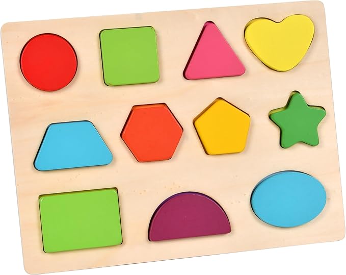 Shape Puzzle Wooden Puzzle for Toddlers 3 4 5 Year Old Puzzles Learning Toys, Shape Block Floor Puzzles Toy Kids Ages, Preschool Educational Board Game for Boys and Girls Gifts Toddler