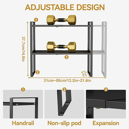 Cabinet Shelf Expandable Height Adjustable Organizer Riser for Kitchen Cabinet Pantry Cupboard Under Sink Countertop Organization