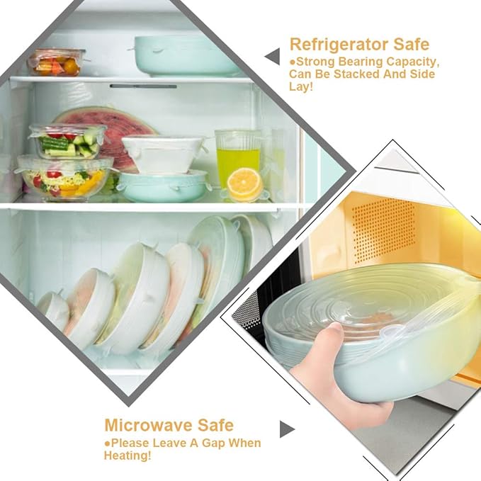 LELE LIFE 4 Pack Same Size Silicone Stretch Lids, Thicker Reusable Sturdy