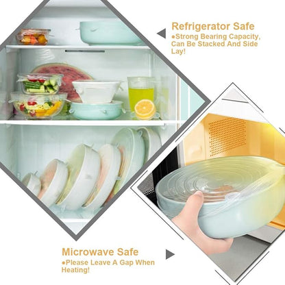 LELE LIFE 4 Pack Same Size Silicone Stretch Lids, Thicker Reusable Sturdy
