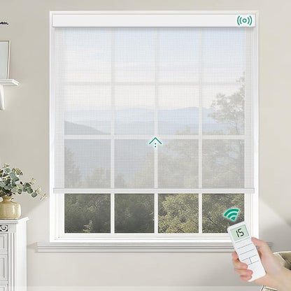 Kilonity Motorized Roller Shades, Light Filtering Remote Control Custom Window