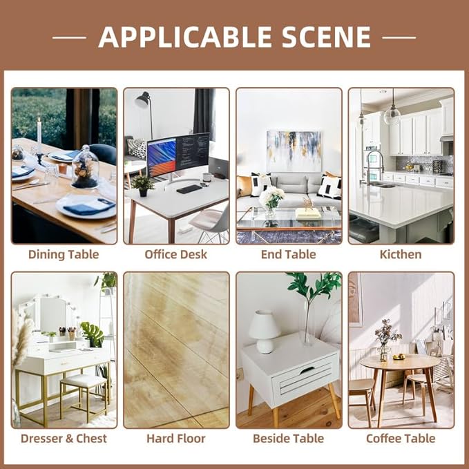 Warmstar Clear Table Cover Protector 24 x 72 Inch,1.5mm Thick Plastic Table Cover Rectangle,PVC Clear Table Protector,Desk Protector Mat for Kitchen, Dresser, Writing Desk，Dining Room Table