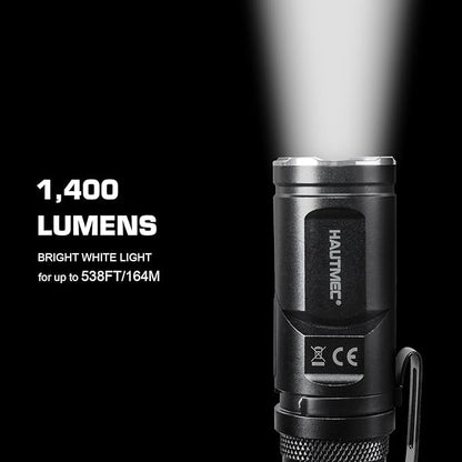 HAUTMEC 1400 Lumen Rechargeable Flashlights LED EDC Flashlight with 90 Degree Flashlight Swivel Head 5 Modes Pocket Flashlight Magnetic Base for Camping, Working, Outdoor, Hiking, Emergency