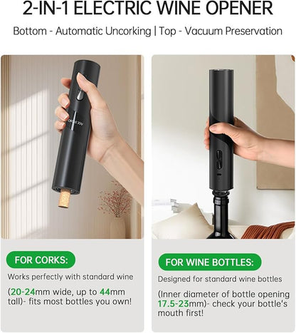 CIRCLE JOY Rechargeable Wine Opener Electric Wine Bottle Opener 7-in-1 Wine