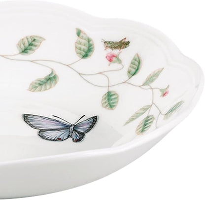 Lenox Pasta Bowl, 20oz Butterfly Meadow Pasta Bowl 1-Piece, Service For 1, Porcelain, White Serving Bowls, Wide, Shallow, Lenox Butterfly Meadow Collection, Dishwasher & Microwave Safe (White 1-Piece)