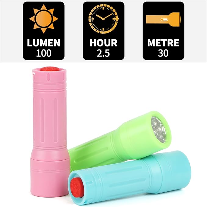 9-LED Mini Flashlight, Small Multicolor Flashlights with Lanyard, Batteries Included, for Hurricane Supplies Party Favors, Gift, Christmas Gifts Stocking Stuffers