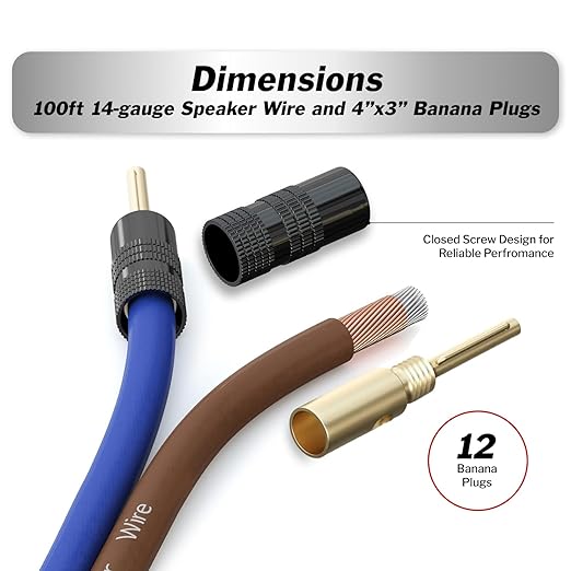 InstallGear 100ft 14 Gauge Speaker Wire