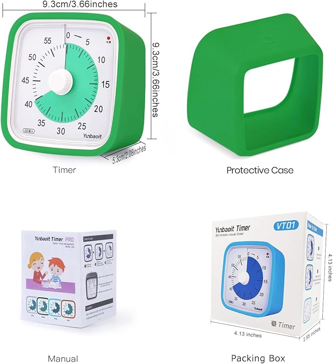 Yunbaoit Visual Timer with Protective Case, 60 Minute Silent Countdown Timer
