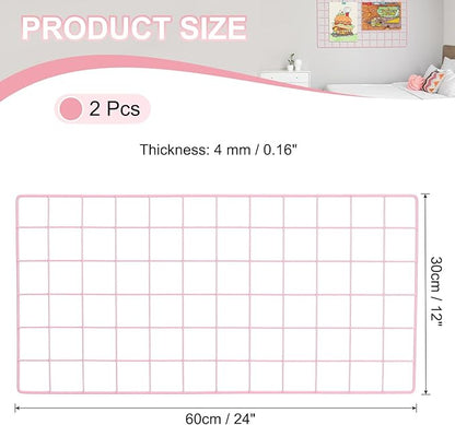 PATIKIL 24"x12" Wire Grid Panel, 2 Pack Board Photo Pictures Memo Display Grid