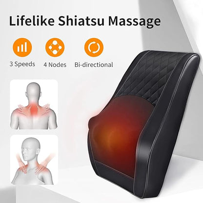 Boriwat Back Massager with Heat, 3D Kneading Massage Pillow