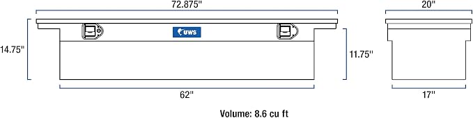UWS EC10581 72-Inch Heavy-Wall Aluminum Truck Tool Box with Low Profile, RigidCore Lid