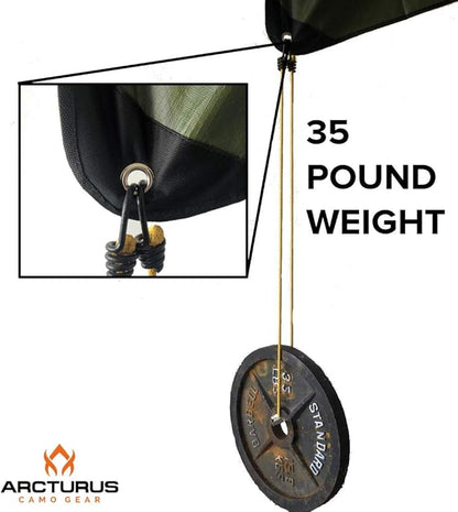 Arcturus Insulated Tarp, Reusable Heavy Duty Thermal Survival Blanket ??60x82in, Reflects 90% Body Heat, Waterproof, Windproof, 3-Layer Design, Reinforced Grommets, Woodland Camo
