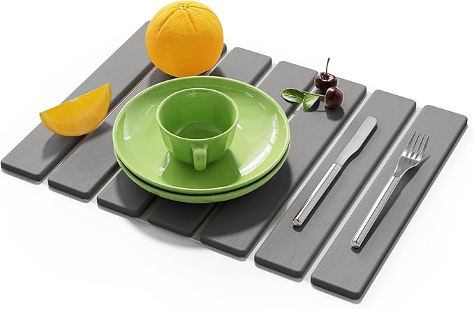 Stone Dish Drying Mat for Kitchen Counter, 15.5''x11.8'' Foldable Quick Dry