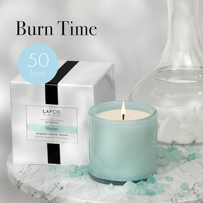 LAFCO New York Classic Candle, Marine - 6.5 oz - 50-Hour Burn Time - Reusable, Hand Blown Glass Vessel - Made in The USA
