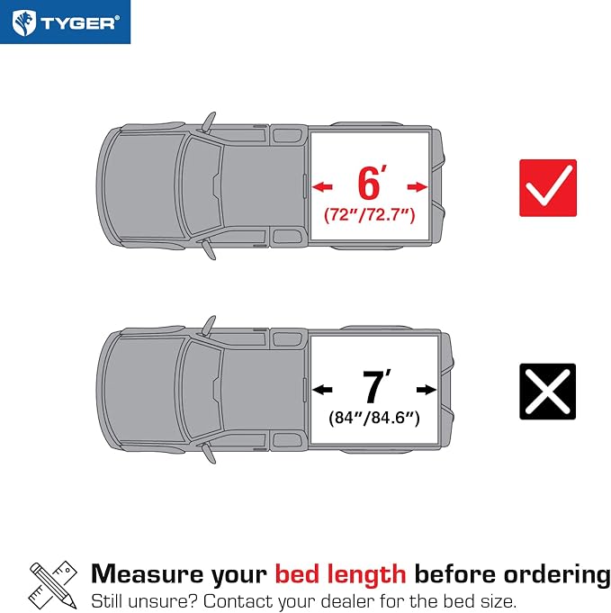 Tyger Auto T3 Soft Tri-fold Truck Bed Tonneau Cover Compatible with 1982-2013 Ford Ranger; 1994-2010 Mazda B-Series | Fleetside 6' Bed | TG-BC3F1022 | Vinyl