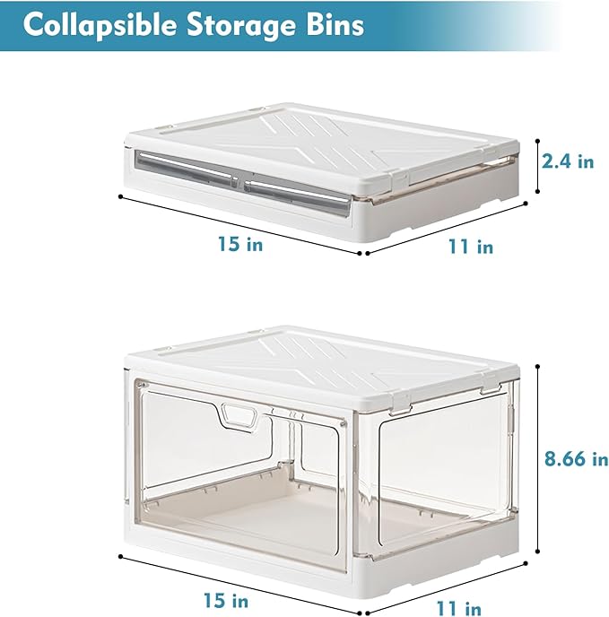 Clear Storage Bin with Lid 3 Pack 【Stackable & Sturdy】 Plastic Multifunctional