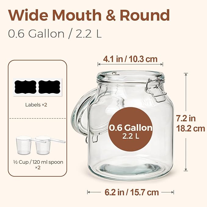 ComSaf 2-Pack 74oz Wide-Mouth Glass Jars