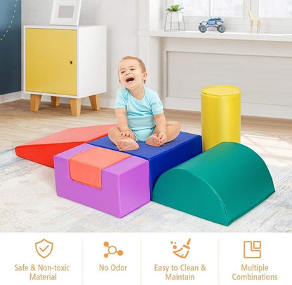 Costzon 6-Piece Kids Crawl and Climb Foam Play Set, Colorful Baby’s Foam Blocks to Crawling, Climbing, Walking, Children’s Educational Software Composite Toy for Toddlers, Preschoolers (Primary)