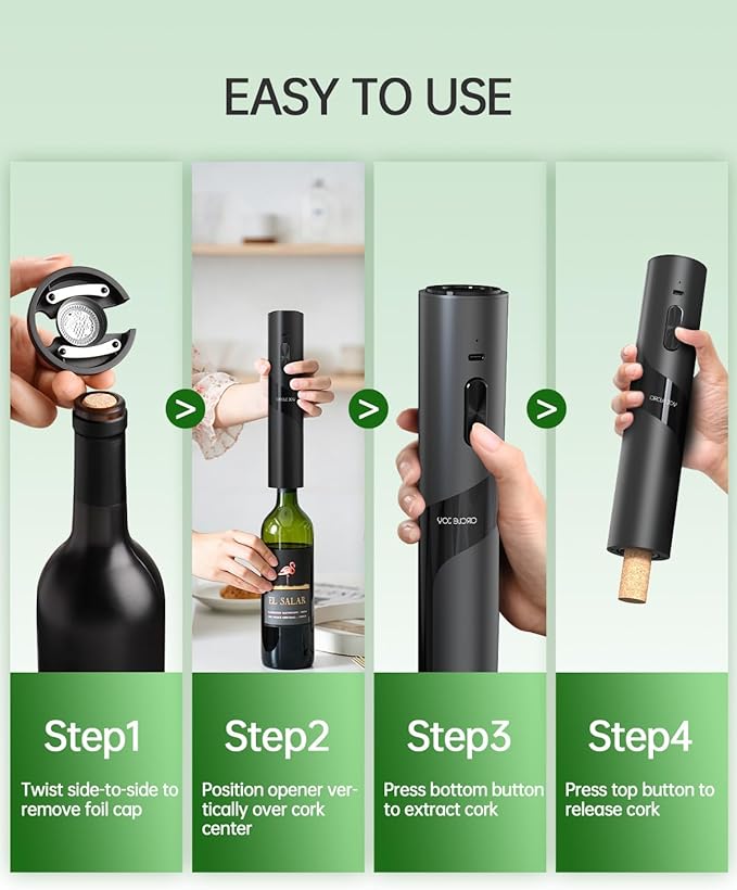 CIRCLE JOY Rechargeable Wine Opener Electric Wine Bottle Opener 7-in-1 Wine