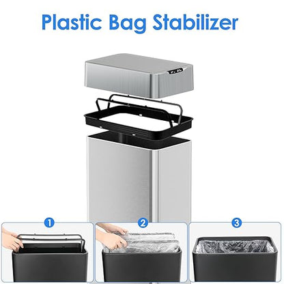 TLSUNNY 16 Gallon Automatic Trash Can, Stainless Steel Motion Sensor Garbage bin