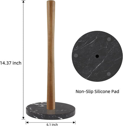 Buruis Wood Paper Towel Holder, Marble Base Modern Decorative Countertop