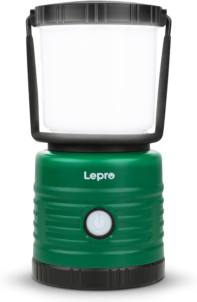 Lepro Camping Lantern, Battery Powered LED with 1500LM, 4 Light Modes, Waterproof Tent Light, Lantern Flashlight for Hurricane, Emergency Light, Survival Kit, Storms, Outages, Fishing, Hiking