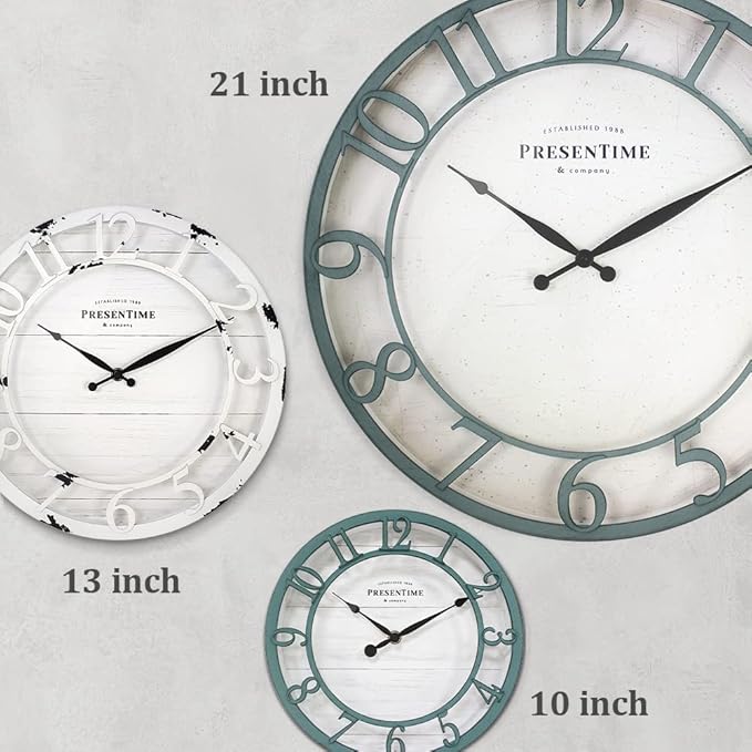 Presentime & Co 21" Farmhouse Series Wall Clock, Vintage Style, Retro Clock