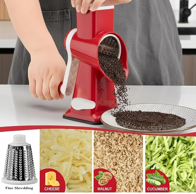 YOUCZON Rotary Cheese Grater Multi-Purpose Stainless Steel Cheese Shredder