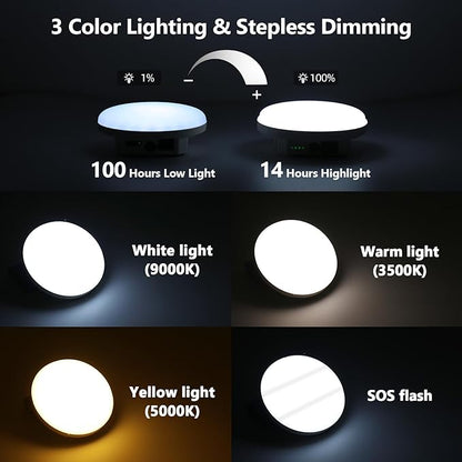 Camping Lantern 10500mAh Rechargeable Battery, 30W Ultra Bright LED Hanging Light with 3 Modes, Waterproof Portable Tent Lighting for Outdoor Emergency & Hiking