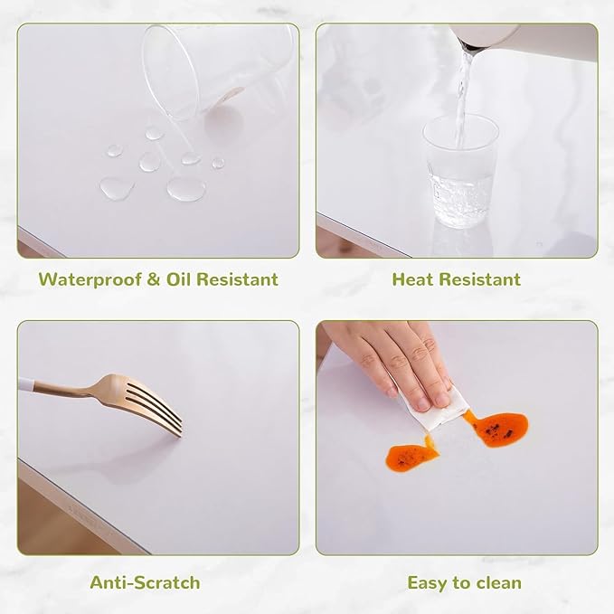 34 x 96 Inch Clear Table Cover Protector, Clear Table Protector for Dining Room Table, 1.5mm Plastic Table Cover, Waterproof Table Pad for Kitchen, Office