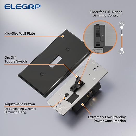 ELEGRP Digital Toggle Dimmer Switch