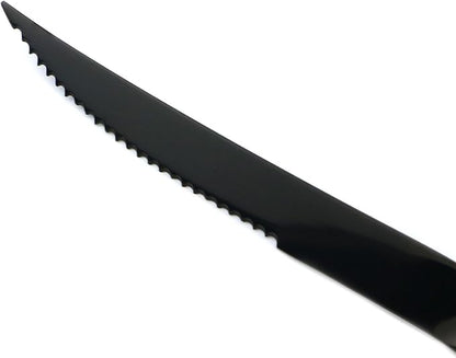 20-Piece 18/10 Stainless Steel Serrated Steak Knife Flatware Set, Mirror Polishing Black, Service for 4