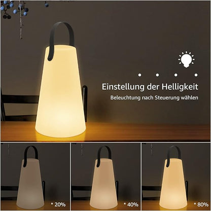 Portable Outdoor Table Lamp, Cordless Rechargeable Outdoor Table Lanterns RGB LED Lights with Remote, IP44 Water-Resistant Battery Operated Hanging Lamp for Patio Garden Camping Dining Room