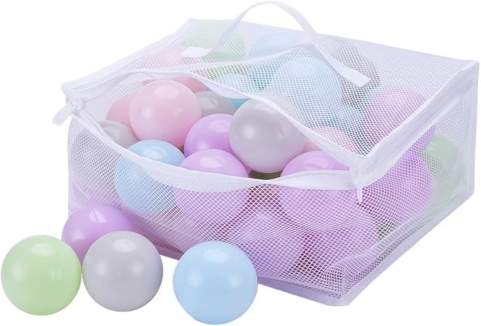 PlayMaty Ball Pit Balls - 2.75inches Plastic Phthalate & BPA Free Balls Crush Proof Stress Balls Swim Pit Fun Toy with Storage Bag for Baby Playhouse Birthday Party DecorationPack of 50