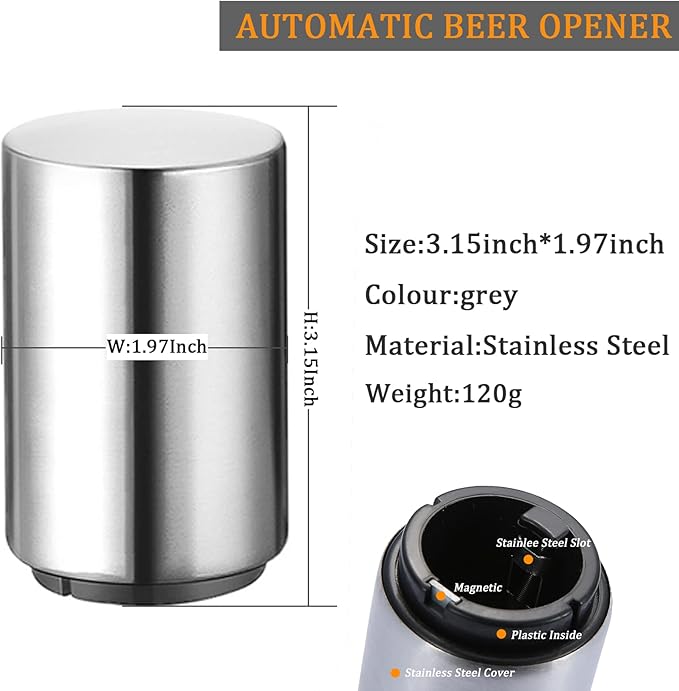 3 Pieces Automatic Magnetic Beer Bottle Opener, Portable Pop the Top Wine
