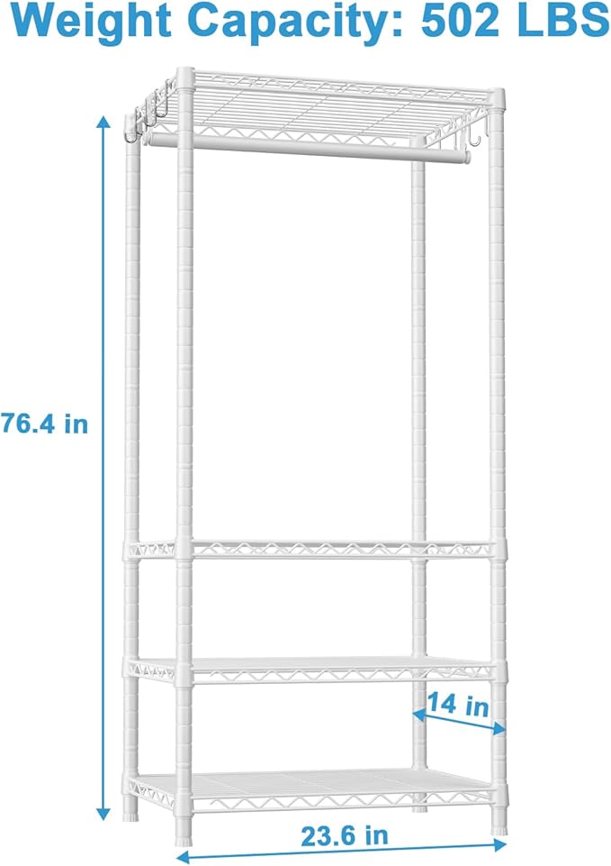 Ulif H4 Mini Portable Closet, 4 Tiers Freestanding Clothing Garment Rack