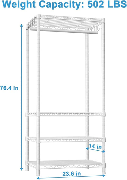 Ulif H4 Mini Portable Closet, 4 Tiers Freestanding Clothing Garment Rack