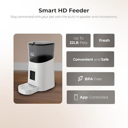 Penthouse Paws Smart HD Automatic Pet Feeder, 6L Dry Food Capacity, 1080p Camera