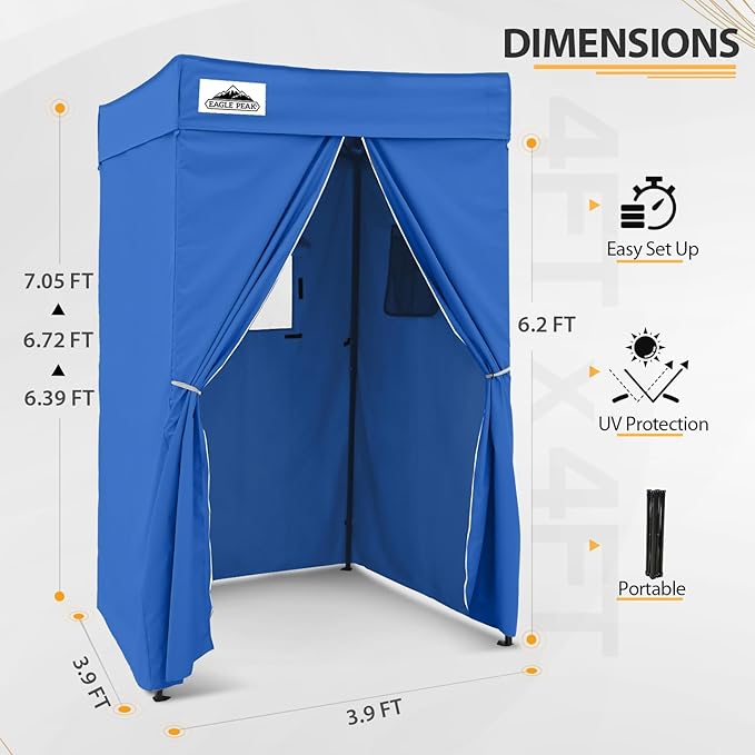 EAGLE PEAK Flex Compact 4x4 Pop-up Canopy Changing Room, Portable Privacy Dressing Room for Indoor Fashion Photoshoots, Camping, or Pool, Blue