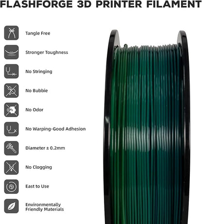 FLASHFORGE PLA Filament 1.75mm, 3D Printer Filament 1kg (2.2lbs) Spool, Dimensional Accuracy +/- 0.02mm, 3D Printing Filament Easy to Use and Fits for Most FDM 3D Printers (Rainbow)