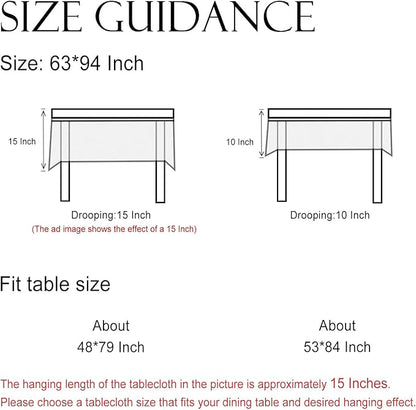 ISAENNE Designer Linen Floral Long Rectangle Tablecloth,Light Green Farmhouse Durable Table Cloth,Washable Decor Tablecloths for Dining Kitchen Thanksgiving Christmas,63"*94"-Floralsea B