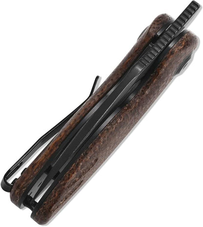 Sitivien ST153 Pocket Folding Knife,Sandvik 14C28N Black Stonewashed Blade with Micarta Handle,Chinese Zodiac Series EDC Tool Knifes Utility Knife for Camping Hunting Survival Hiking(Brown) … …