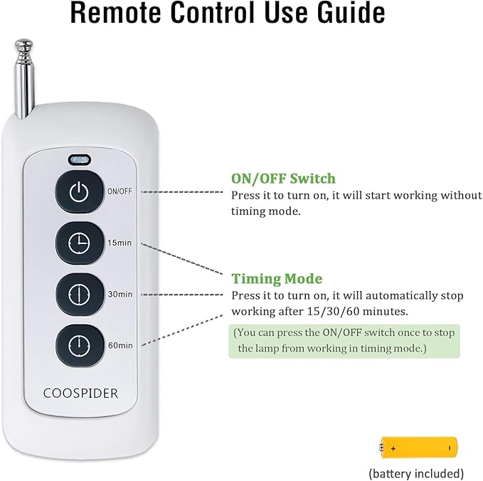 36Watts UV Sanitizer Lamp with Remote Control Powerful UVC Light with E26 Base