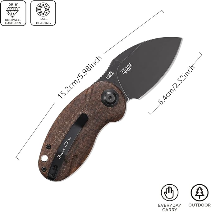 Sitivien ST153 Pocket Folding Knife,Sandvik 14C28N Black Stonewashed Blade with Micarta Handle,Chinese Zodiac Series EDC Tool Knifes Utility Knife for Camping Hunting Survival Hiking(Brown) … …