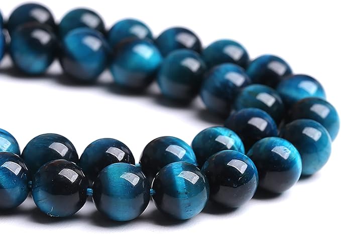 120PCS 6MM Blue Tiger Eye Beads Natural Stone Gemstone Spacer Loose Beads for Jewelry Making DIY Bracelet Semi Precious Beads Strand 2 Strands