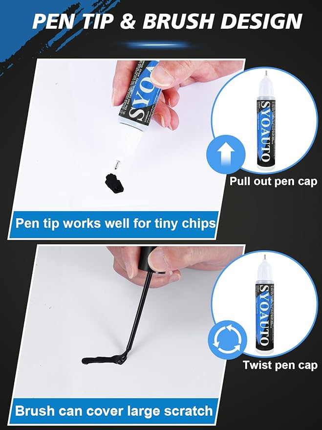 SYOAUTO Summit White GAZ Touch Up Paint Fit for Chevrolet or GMC Auto Touch up Paint Car Scratch Repair Pen Brush and Tip 2 in 1 (Summit White GAZ)