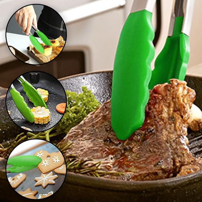 Small Silicone Serving Tongs Set of 3, Mini Tongs